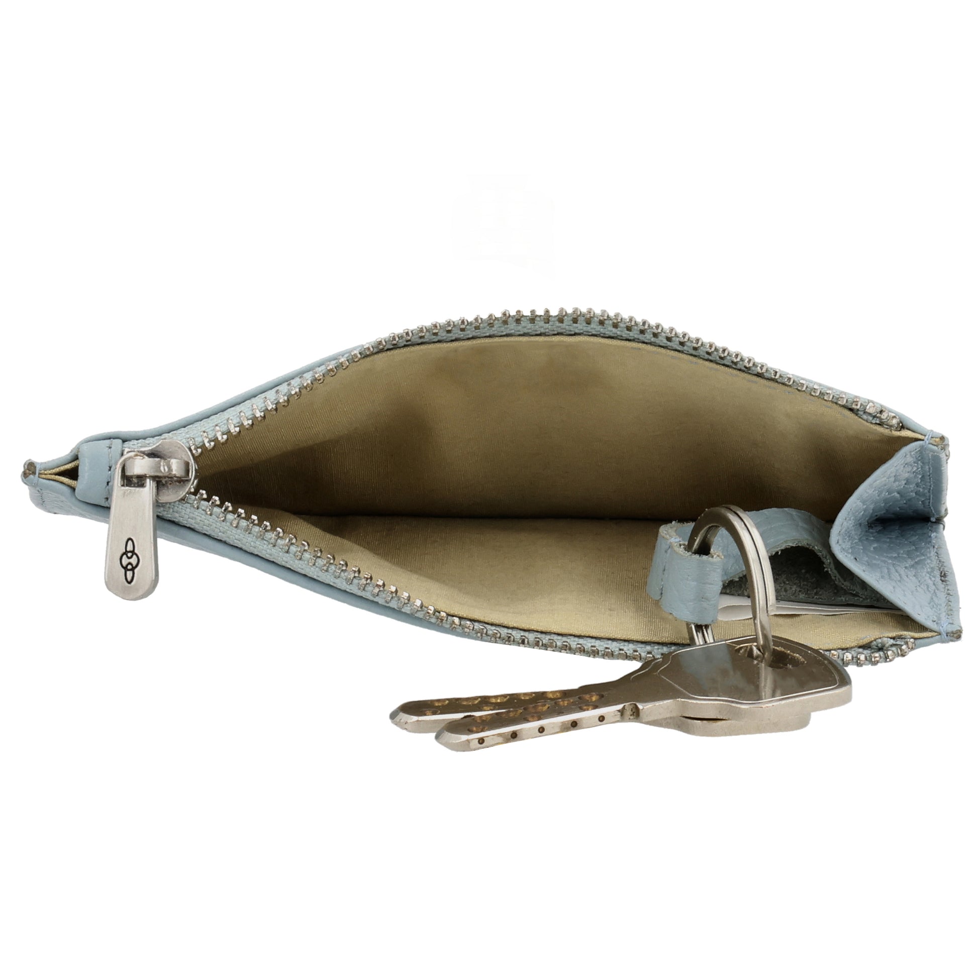 Karten-| Schlüsseletui 13,5x7,5cm in Hellblau mit Reißverschluss - leder-accessoires.com