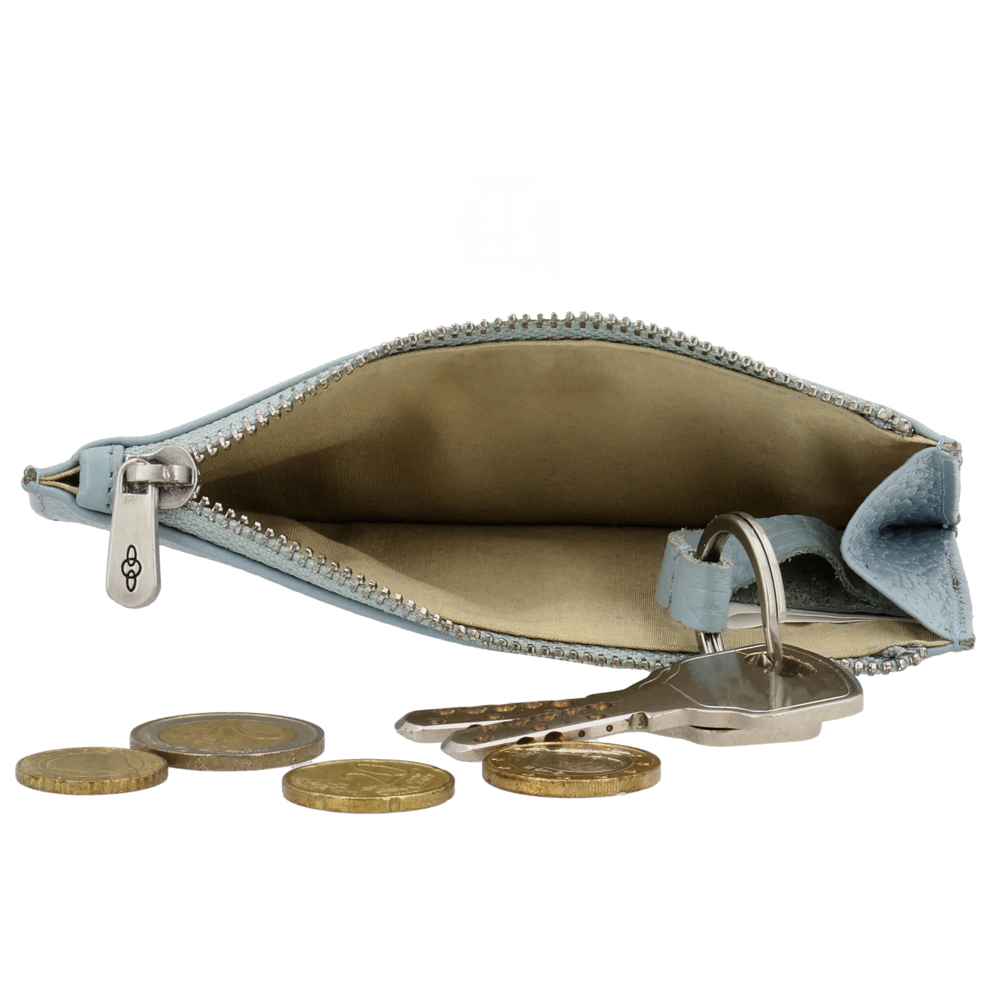 Karten-| Schlüsseletui 13,5x7,5cm in Hellblau mit Reißverschluss - leder-accessoires.com