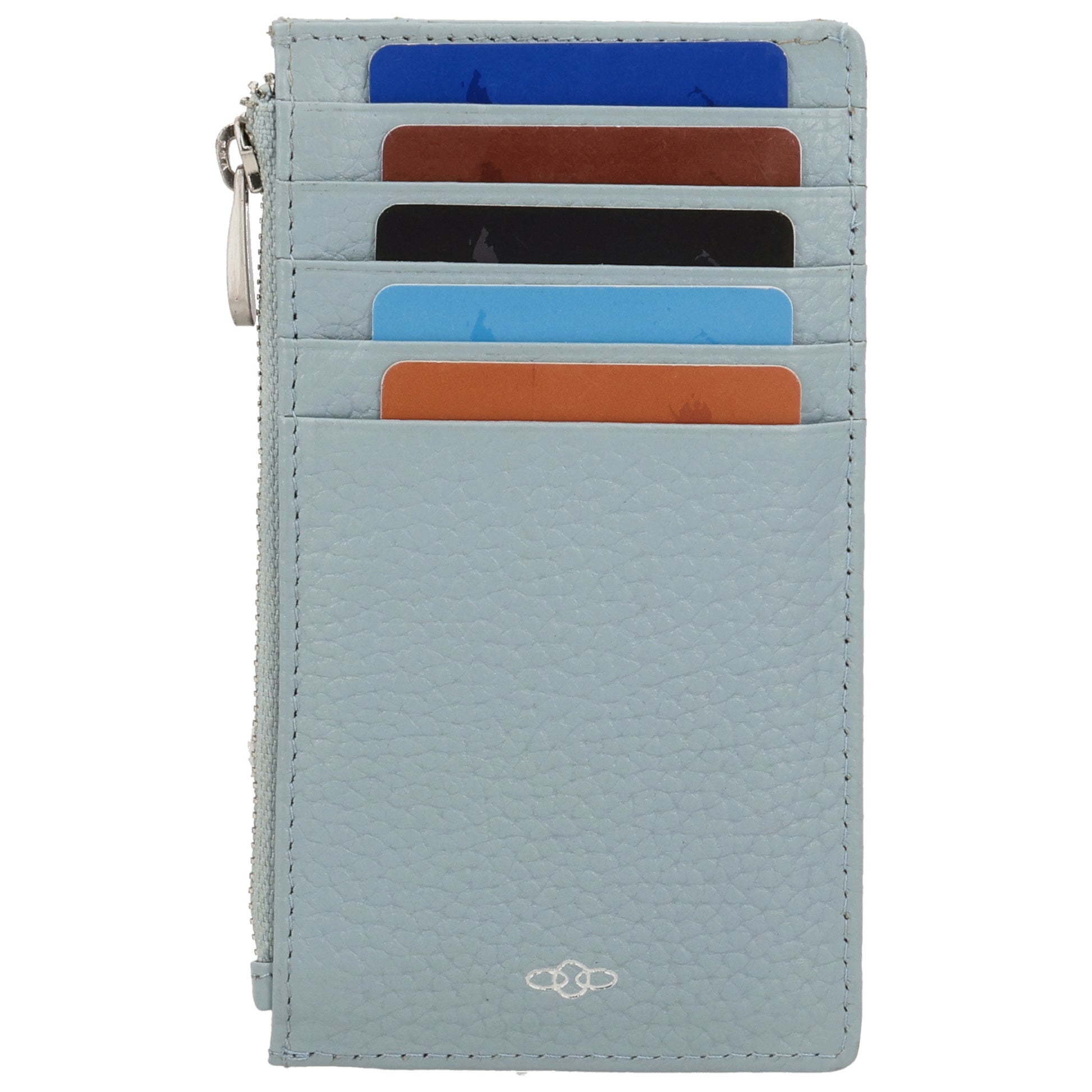 Karten-| Schlüsseletui 13,5x7,5cm in Hellblau mit Reißverschluss - leder-accessoires.com
