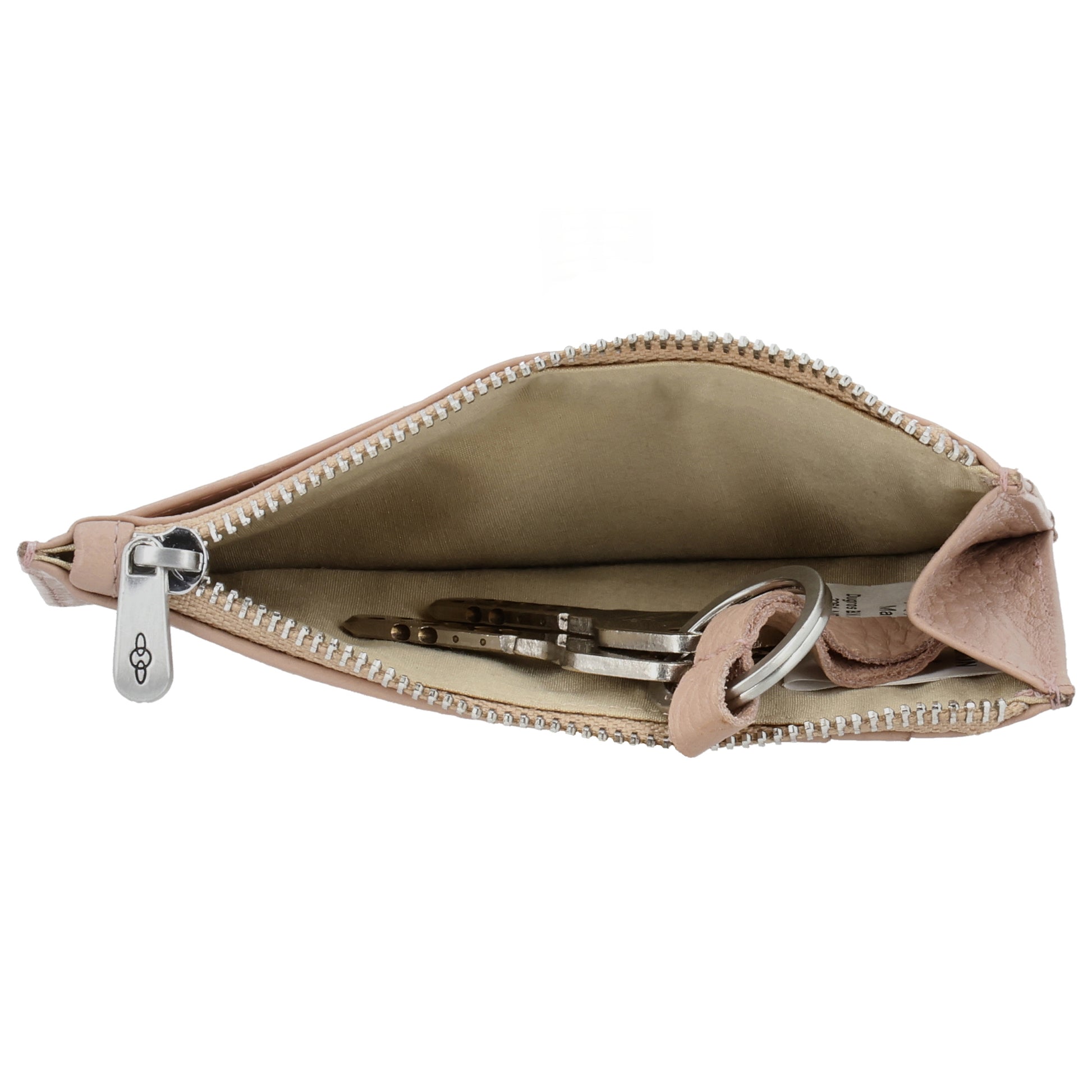 Karten-| Schlüsseletui 13,5x7,5cm in Altrosa mit Reißverschluss - leder-accessoires.com