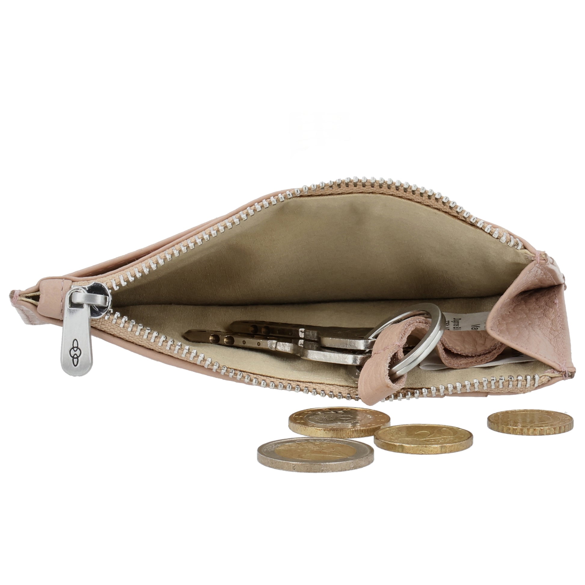 Karten-| Schlüsseletui 13,5x7,5cm in Altrosa mit Reißverschluss - leder-accessoires.com