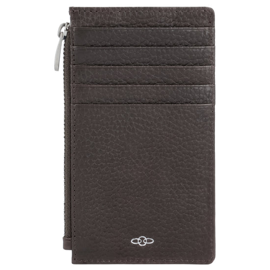 Karten-| Schlüsseletui 13,5x7,5cm in Dunkelbraun mit Reißverschluss - leder-accessoires.com