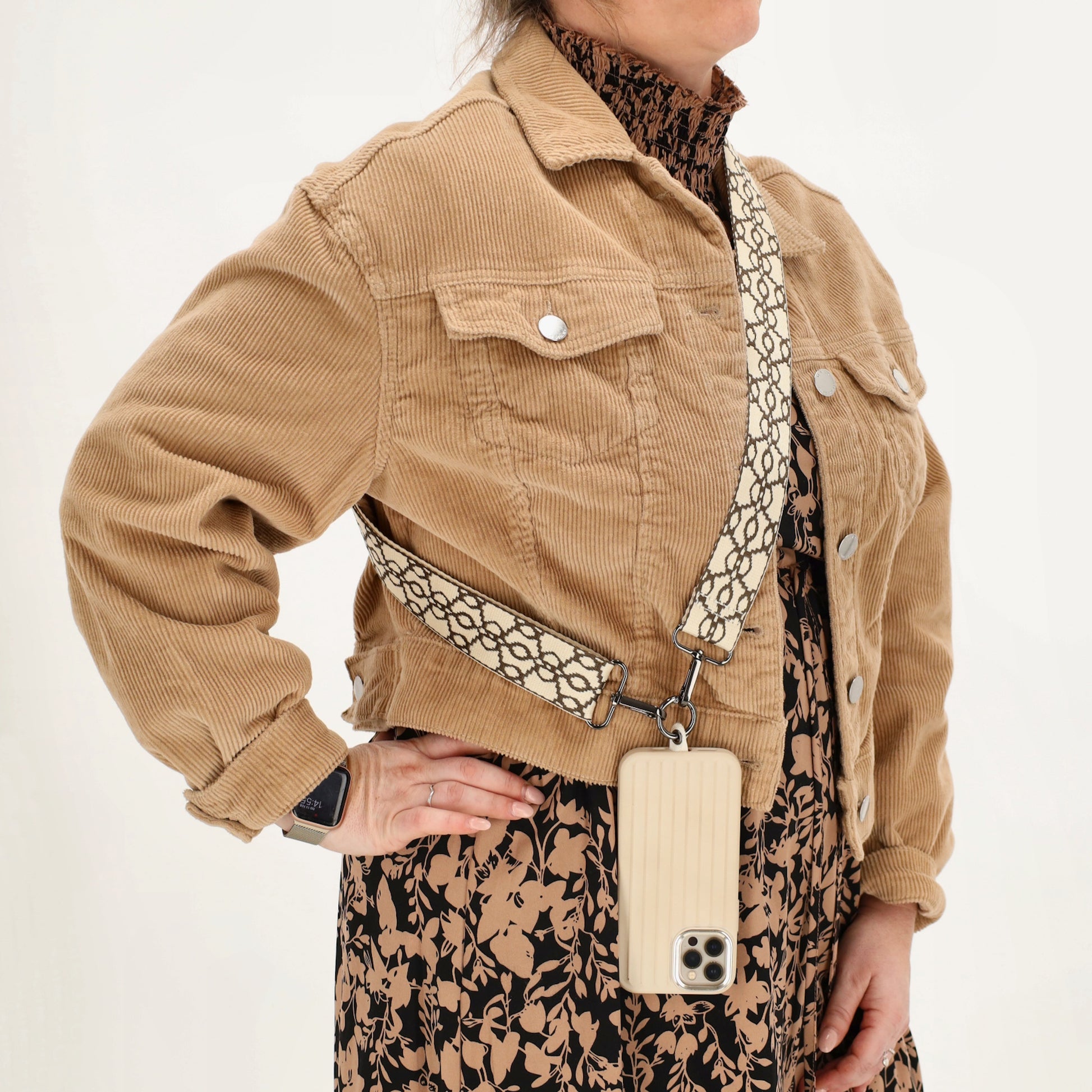 Taschenriemen|Wechselriemen 140cm in Creme|Taupe mit Karabiner - leder-accessoires.com