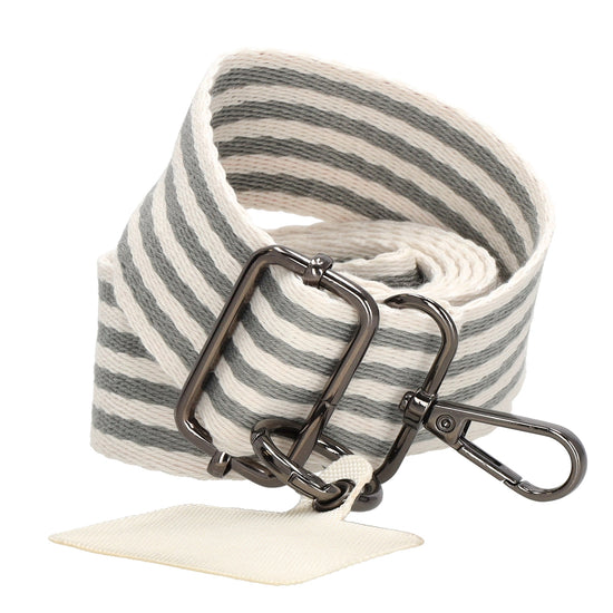Taschenriemen|Wechselriemen 140cm in Grau|Weiß gestreift mit Karabiner - leder-accessoires.com