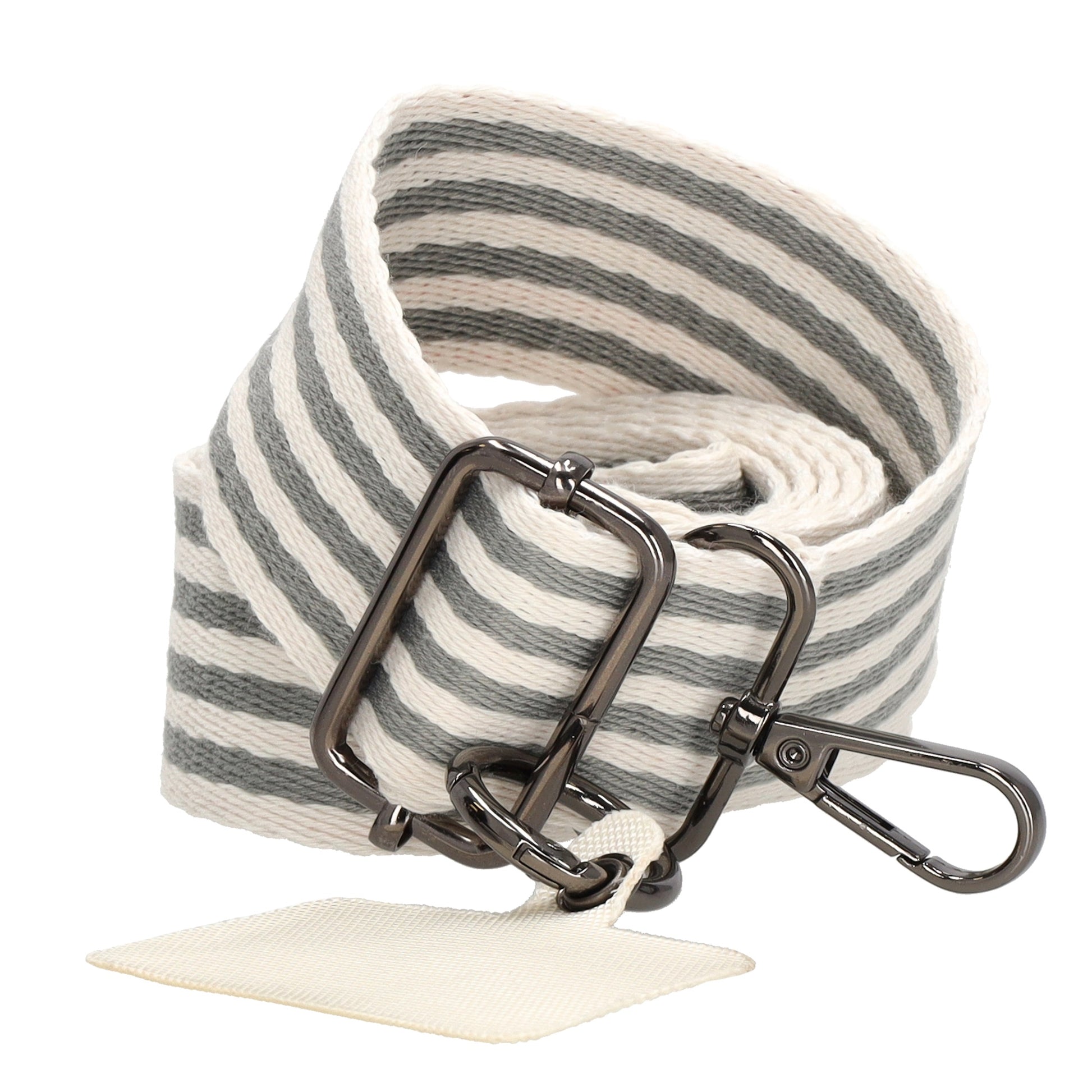 Taschenriemen|Wechselriemen 140cm in Grau|Weiß gestreift mit Karabiner - leder-accessoires.com