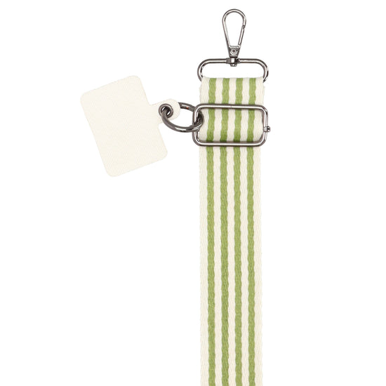 Taschenriemen|Wechselriemen 140cm in Grün|Weiß gestreift mit Karabiner - leder-accessoires.com