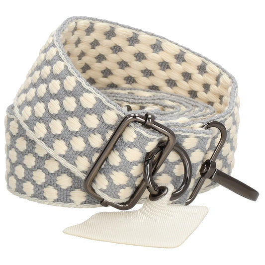 Taschenriemen Grau Weiß gepunktet 140x40cm – Breiter Wechselriemen - leder-accessoires.com
