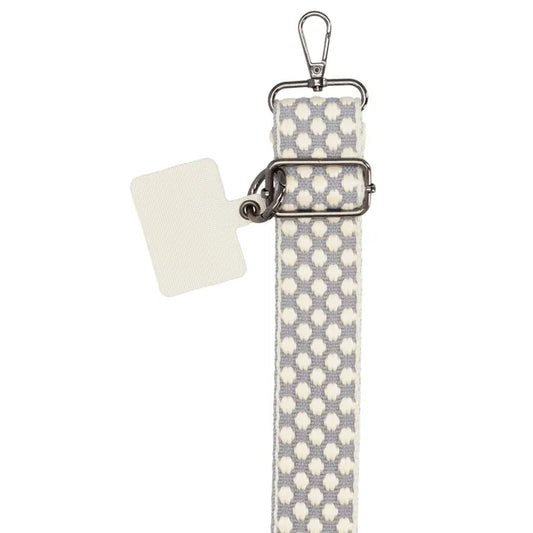 Taschenriemen Grau Weiß gepunktet 140x40cm – Breiter Wechselriemen - leder-accessoires.com