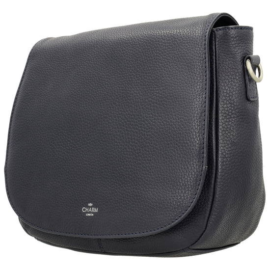 Satteltasche 25 x 22,5cm in Blau|Marine mit Überschlag und Reißverschluss - leder-accessoires.com