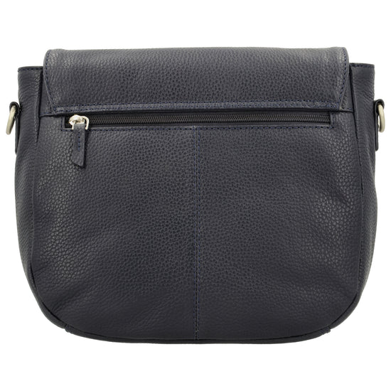 Satteltasche 25 x 22,5cm in Blau|Marine mit Überschlag und Reißverschluss - leder-accessoires.com