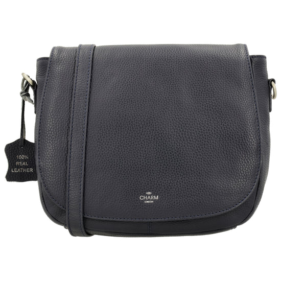 Satteltasche 25 x 22,5cm in Blau|Marine mit Überschlag und Reißverschluss - leder-accessoires.com