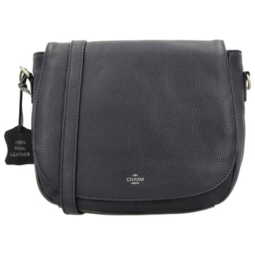 Satteltasche 25 x 22,5cm in Blau|Marine mit Überschlag und Reißverschluss