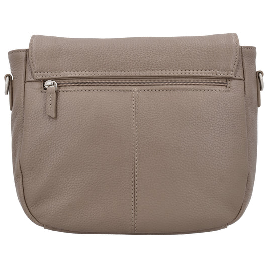 Satteltasche 25 x 22,5cm in Taupe mit Überschlag und Reißverschluss