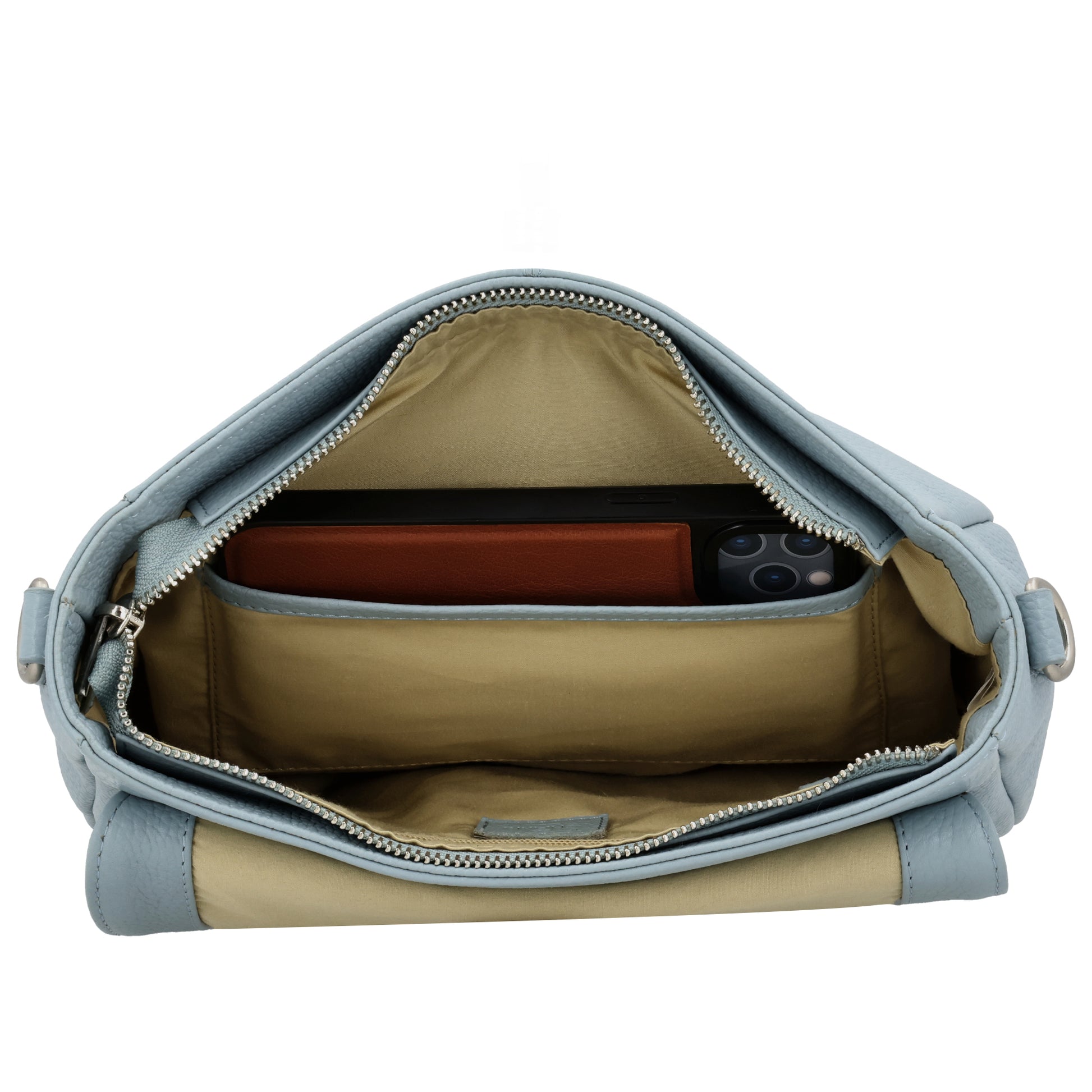 Satteltasche 25 x 22,5cm in Hellblau mit Überschlag und Reißverschluss - leder-accessoires.com
