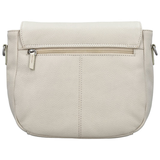 Satteltasche 25 x 22,5cm in Creme mit Überschlag und Reißverschluss