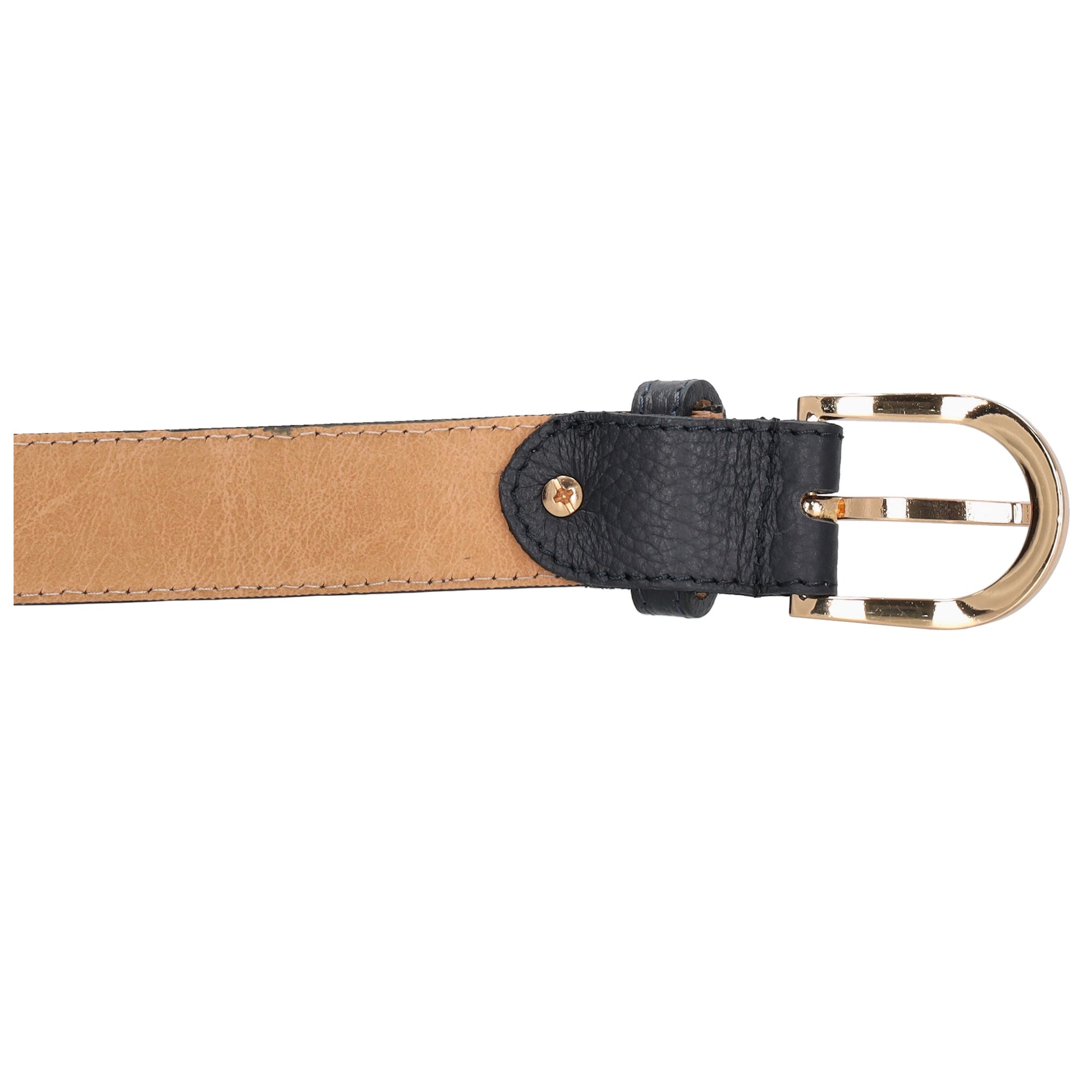 Dunkelblauer Ledergürtel 2cm mit goldener Schnalle, individuell kürzbar - leder-accessoires.com