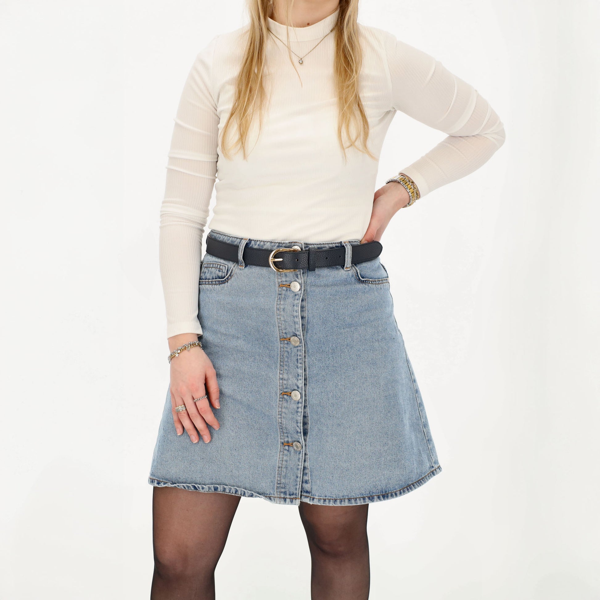 Dunkelblauer Ledergürtel 2cm mit goldener Schnalle, individuell kürzbar - leder-accessoires.com