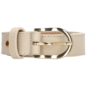 Beiger Ledergürtel 2cm mit goldener Schnalle, personalisierbar - leder-accessoires.com