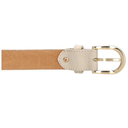 Beiger Ledergürtel 2cm mit goldener Schnalle, personalisierbar - leder-accessoires.com