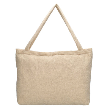 Shopper Teddyfell 60 x 36cm in Beige mit Reißverschluss