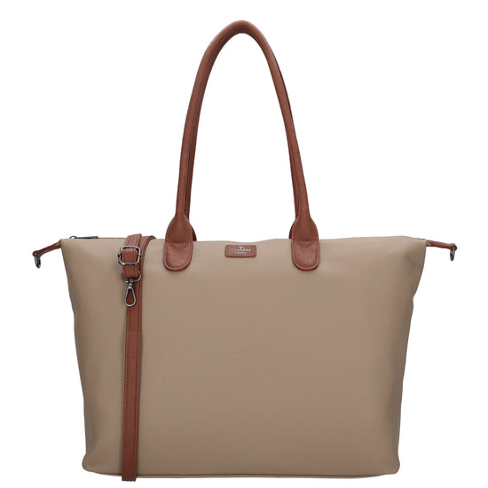Brauner Shopper 51x33cm mit Laptopfach 15,6 Zoll - leder-accessoires.com