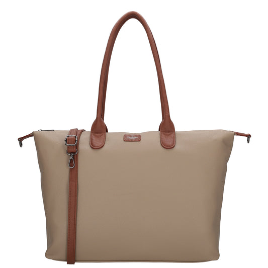 Brauner Shopper 51x33cm mit Laptopfach 15,6 Zoll - leder-accessoires.com