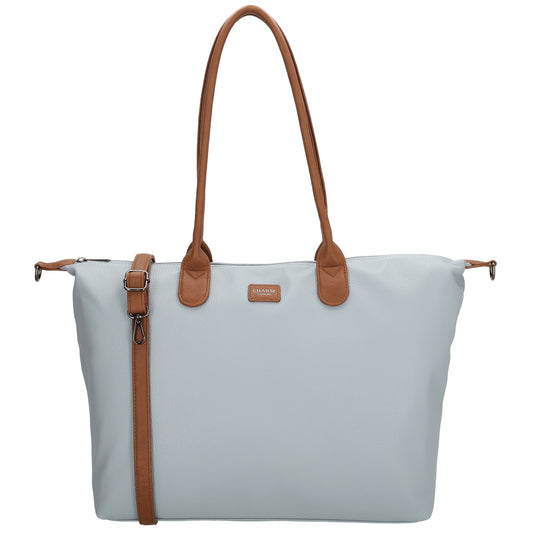 Hellblauer Shopper 51x33cm mit Laptopfach 15,6 Zoll - leder-accessoires.com