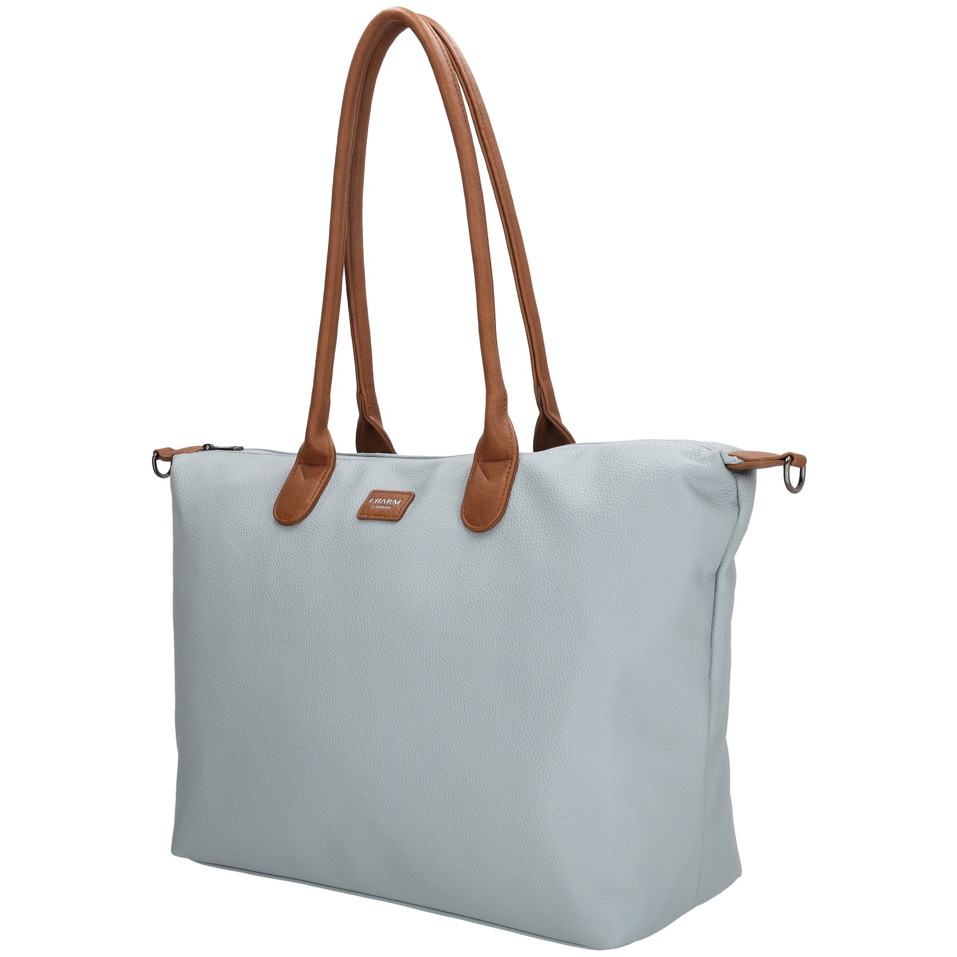 Hellblauer Shopper 51x33cm mit Laptopfach 15,6 Zoll - leder-accessoires.com