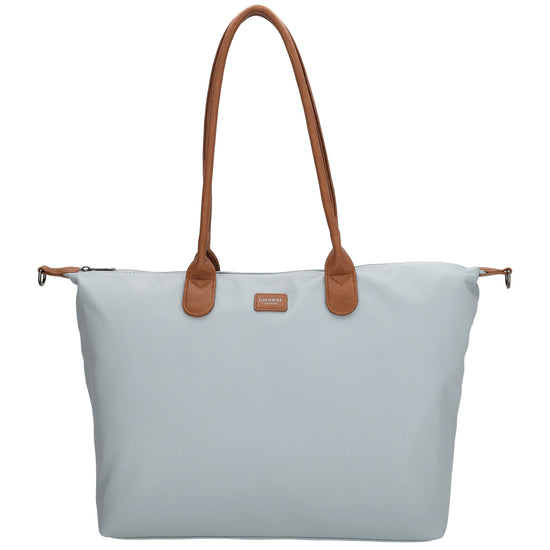 Hellblauer Shopper 51x33cm mit Laptopfach 15,6 Zoll - leder-accessoires.com