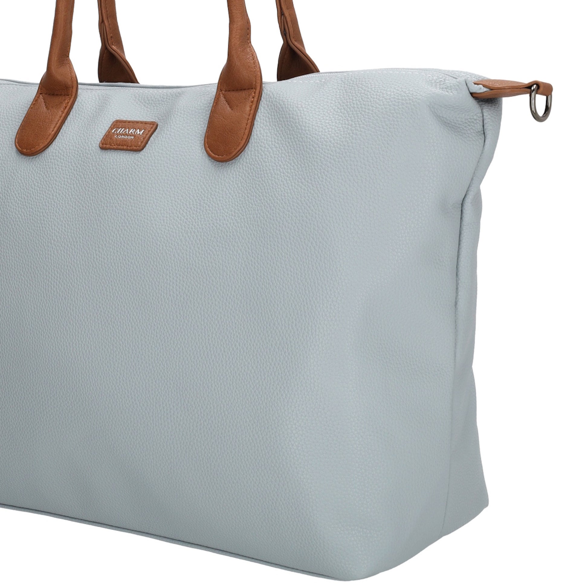 Hellblauer Shopper 51x33cm mit Laptopfach 15,6 Zoll - leder-accessoires.com