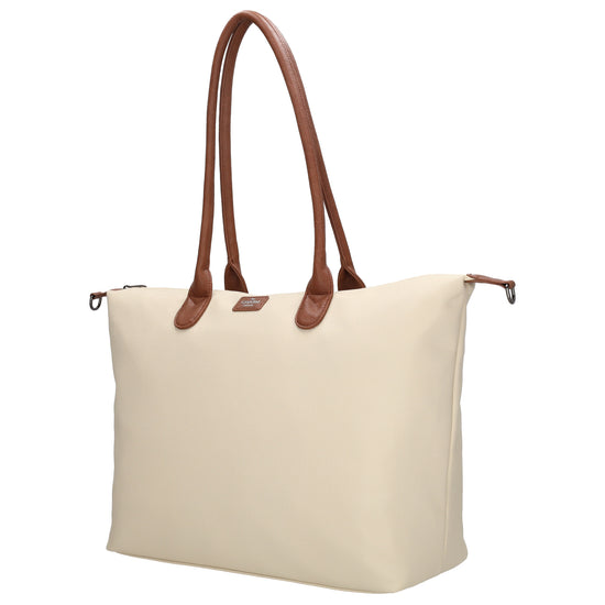 Beiger Shopper 51x33cm mit Laptopfach 15,6 Zoll - leder-accessoires.com