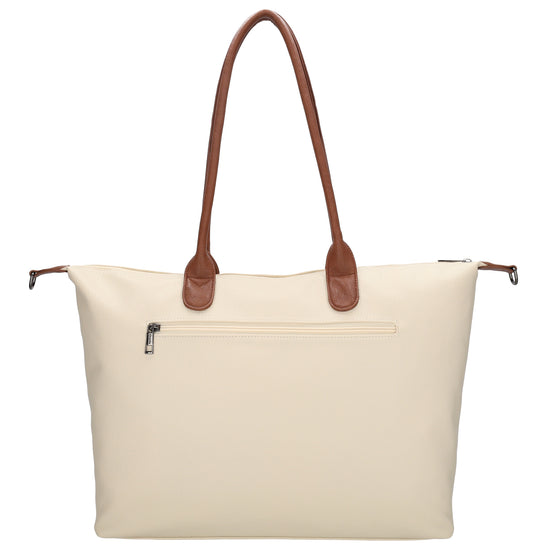 Beiger Shopper 51x33cm mit Laptopfach 15,6 Zoll - leder-accessoires.com