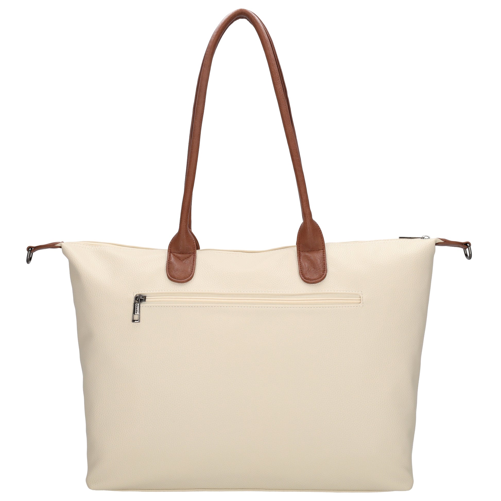 Beiger Shopper 51x33cm mit Laptopfach 15,6 Zoll - leder-accessoires.com