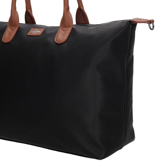 Schwarzer Shopper 51x33cm mit Kontrast-Schulterriemen - leder-accessoires.com