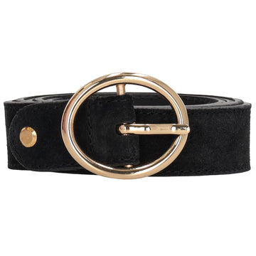Eleganter schwarzer Ledergürtel Damen 2,5cm mit Gold-Vollschließe - leder-accessoires.com