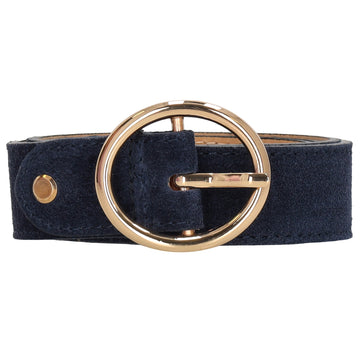 Dunkelblauer Ledergürtel Damen 2,5cm - Veloursleder mit Gold-Vollschließe - leder-accessoires.com
