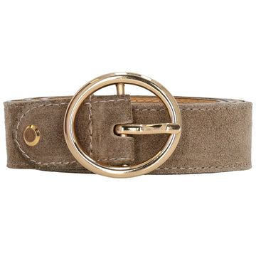 Taupefarbener Ledergürtel Damen 2,5cm - Gold-Vollschließe, Personalisierbar - leder-accessoires.com