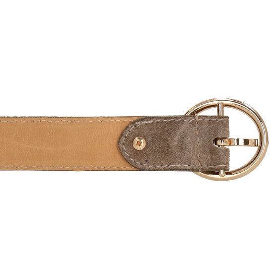 Taupefarbener Ledergürtel Damen 2,5cm - Gold-Vollschließe, Personalisierbar - leder-accessoires.com