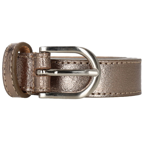 Hochwertiger Ledergürtel in Champagner – Metallic Look, 2,5cm, Silber-Schließe - leder-accessoires.com