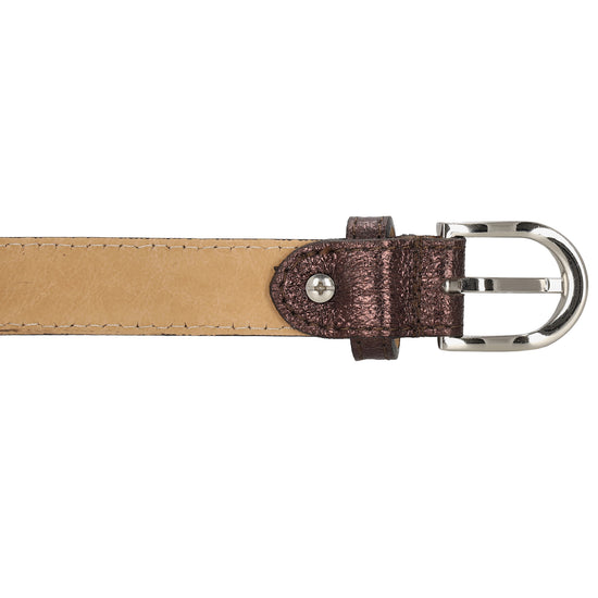 Hochwertiger Ledergürtel in Braun – Metallic Look, 2,5cm, Silber-Schließe - leder-accessoires.com