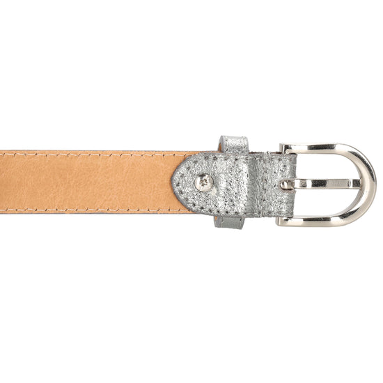 Hochwertiger Ledergürtel in Silber – Metallic Gürtel, 2,5cm, Silber-Schließe - leder-accessoires.com