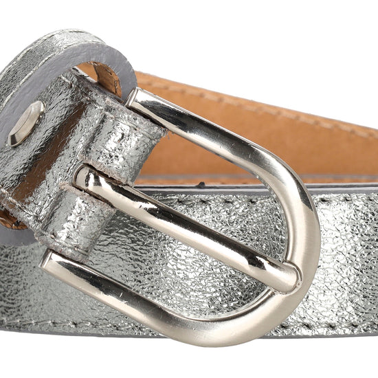 Hochwertiger Ledergürtel in Silber – Metallic Gürtel, 2,5cm, Silber-Schließe - leder-accessoires.com