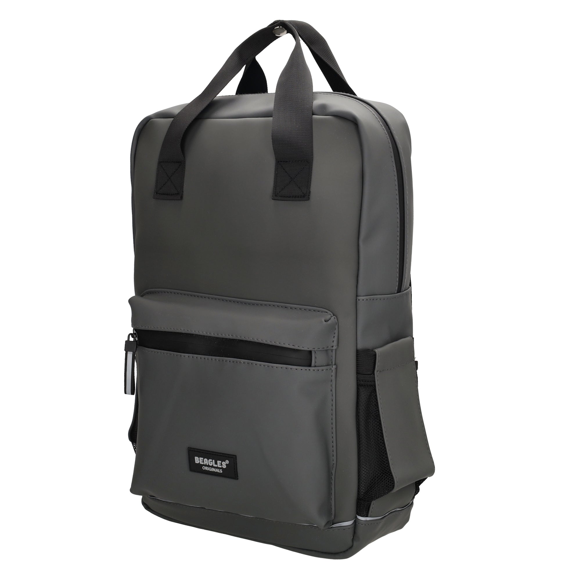 Schul-| Businessrucksack 40 x 37cm wasserabweisend in Anthrazit mit Reißverschluss - leder-accessoires.com