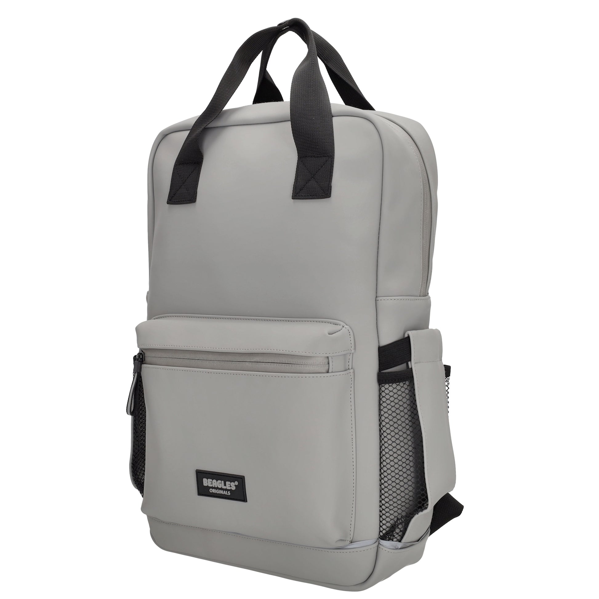 Schul-| Businessrucksack 40 x 37cm wasserabweisend in Hellgrau mit Reißverschluss - leder-accessoires.com