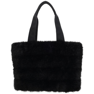 Shopper 30x21cm Schwarz aus Kunstfell mit Reißveschluss