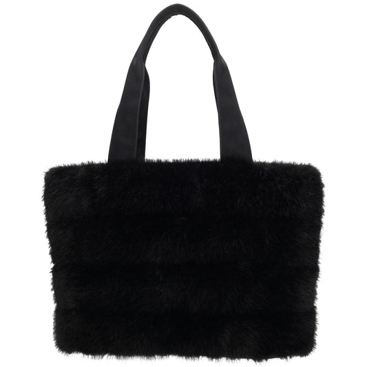 Shopper 30x21cm Schwarz aus Kunstfell mit Reißveschluss