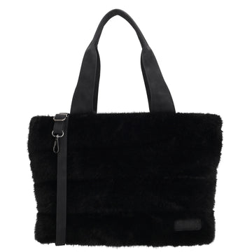 Shopper 41x28cm Schwarz in Fell-Optik mit Reißveschluss