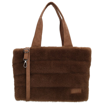 Shopper 41x28cm Braun in Fell-Optik mit Reißveschluss