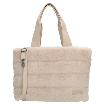 Shopper 41x28cm Beige in Fell-Optik mit Reißveschluss