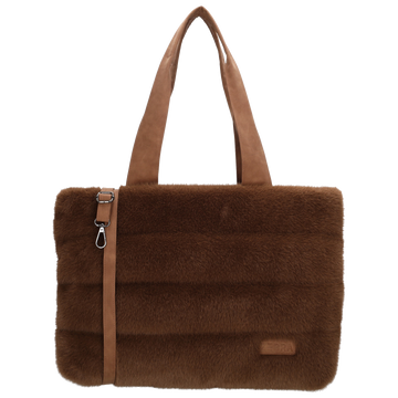 Shopper XL 47x32cm Braun aus Kunstfell mit Reißveschluss